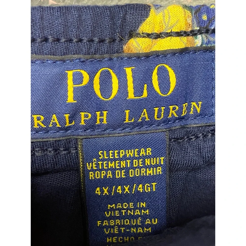 Polo Ralph Lauren Men 4X Navy Blue Polo Bear Print Cotton Sleepwear Pants NEW